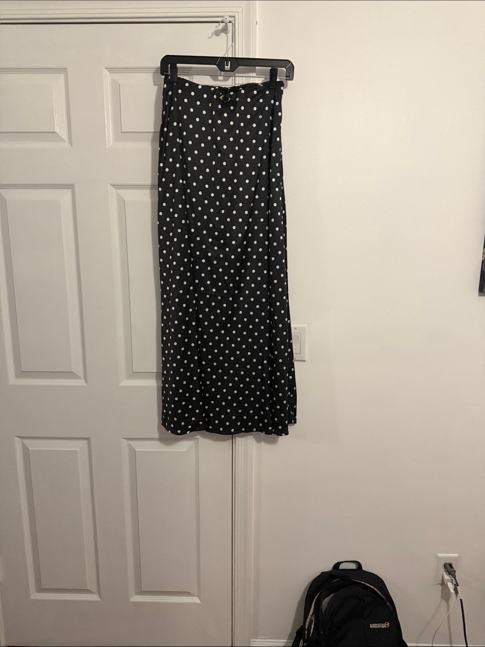 SHEIN Black Maxi Skirt with White Polka Dots